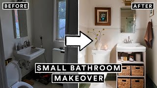 EXTREME 350 SMALL BATHROOM MAKEOVER Rental Friendly  DIY Bead Board Walls amp Vanity [upl. by Namreg127]