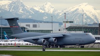 HUGE USAF C5 Galaxy Arrives and Departs Vancouver International Airport [upl. by Dnomsed]