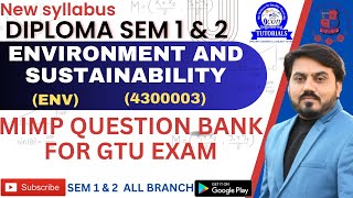 ENVIRONMENT AND SUSTAINABILITY 4300003 MIMP QUESTION FOR GTU EXAM  DIPLOMA SEM 1 AND SEM 2 gtu [upl. by Stodder]