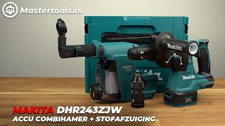 Makita DHR243ZJW Accu Combihamer  Stofafzuiging  Mastertoolsnl [upl. by Aisayt]