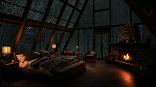 Its raining Tonight I just wanna sleep in Cozy Attic Bedroom w fireplace🔥 Rain out cold forest 🌧️ [upl. by Drazze]