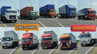 Truk Kontener Gandeng Trailer amp Trinton Isuzu Giga Hino Fuso UD Quester Actros amp FAW [upl. by Airetas29]