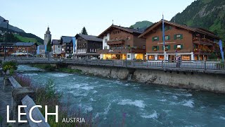 LECH AUSTRIA 🇦🇹  A Beautiful Evening Walk With Luxury Hotels For The Rich And Famous 8K [upl. by Tnairb]