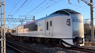 古葉師踏切にて、JR東日本E259系Ne015編成Ne020編成特急成田エクスプレス 通過シーン [upl. by Ahsiela]