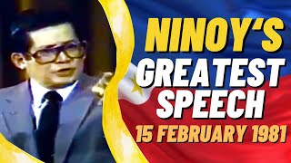 NINOY AQUINOs Greatest Speech Ninoy Aquinos historic speech in Los Angeles 1981 [upl. by Eitisahc]