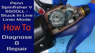 Penn 6500SSVLL stuck in live liner mode  diagnosis amp remedy Fishing Reel Repair [upl. by Abas]