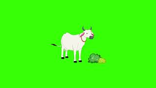 Cow Eating Grass 2d Animation Indian  4K Green Screen Video  Cartoon  Copyright Free Video [upl. by Keegan437]