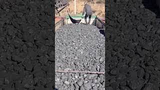 Conveyor belt machine loading charcoal [upl. by Ahsiam]