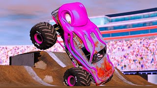 Crazy Flips amp Stunts 22 BeamNGDrive Monster jam [upl. by Rebmik985]