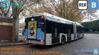 Navette Direct RER B RATP  Solaris Urbino 18 GNV N°9544 Porte dOrléans  La Croix de Berny [upl. by Lemrahc876]