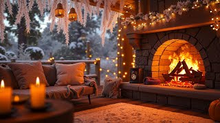 Peaceful Winter Porch Ambience ❄️ Crackling Fireplace Sounds for Relax amp Sleep [upl. by Gass902]