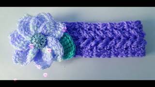 Diadema a crochet para niñas con punto relieve en 3D tejido a ganchillo con linda flor [upl. by Lynch]