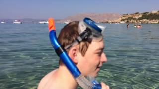 Swimming In The Beautiful Blue Sea  Pefkos Beach Rhodes [upl. by Adnilahs]