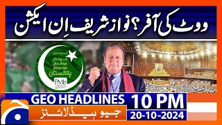 Constituional Crisis  Nawaz Sharif in Action  Geo News 10 PM Headlines  20 Oct [upl. by Anaidni]