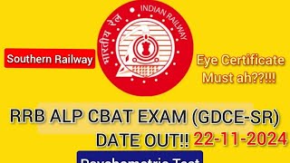 RRB ALP GDCESR CBAT EXAM DATE OUT  PSYCHOMETRIC TEST 22112024 [upl. by Aira]