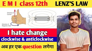 Lenzs law  lenzs law kaise lagaye  emi class 12th  bar magnet concept physics [upl. by Anitra]