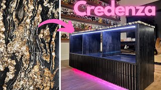 DIY Vinyl Record Credenza QUARTZ Stone Top LED Lights [upl. by Airemat]