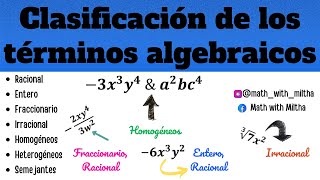 Clasificación de los términos algebraicos [upl. by Onaicnop]