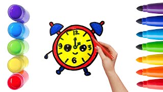 Clock Drawing Painting amp Coloring For Kids and Toddlers Child Art Clock [upl. by Onoitna]