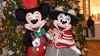 We Meet Mickey amp Minnie on Christmas Eve 2016 Disneys Grand Floridian Resort in Victorian Costumes [upl. by Hindu]