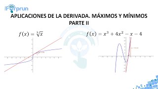 APLICACIÓN DE LA DERIVADA PARTE 2  Máximos y mínimos Funciones cúbicas y polinómicas grado 3 [upl. by Savvas342]