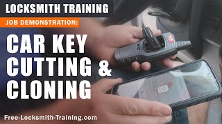 Vehicle Key Duplication amp Cloning  How to Cut and Program a Car Key  FreeLocksmithTrainingcom [upl. by Ahsiuqel835]