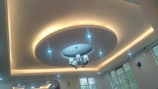 How to make a Modern Decor in your living room and dinning room using gypsumPainting and Lighting [upl. by Atimed]