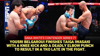 DWCS 71 Highlights Kickboxing standout Yousri Belgaroui swarms Taiga Iwasaki for late TKO [upl. by Atkinson]