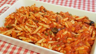 Cómo hacer pasta con salsa Caponata Siciliana Receta Italiana muy fácil y sabrosa [upl. by Yaakov281]