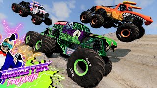 Monster Jam INSANE Racing Freestyle and High Speed Jumps 18  BeamNG Drive  Grave Digger [upl. by Winnie]