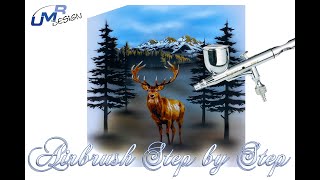 Multilayer Stencil Airbrush Tutorial Hirsch  Deer UMRDesign EnglishDeutsch [upl. by Eedoj]