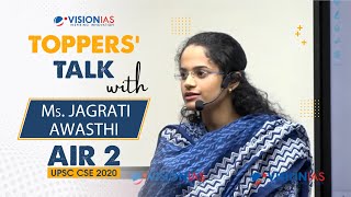 Toppers Talk with Jagrati Awasthi Rank 2 UPSC Civil Services 2020 [upl. by Margareta]