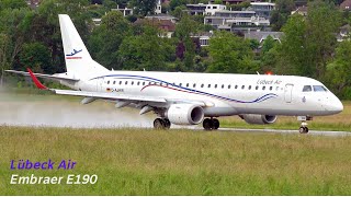 Lübeck Air Embraer E190 TakeOff at Bern [upl. by Mattah]