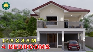 2 Storey House Design Idea with 4 Bedrooms and Balcony [upl. by Nageam]