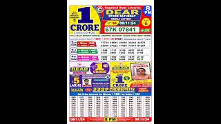 Nagaland lottery result today 8pm 09112024  morning Nagaland State Lottery Result Pdf [upl. by Dupre]