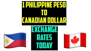 1 PHILIPPINE PESO TO CANADIAN DOLLAR EXCHANGE RATES TODAY 4 November 2024 [upl. by Llenahs]