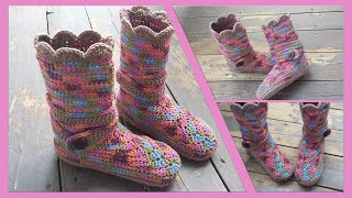 Tutoriel crochetPantouflesBottesTROISIÈME PARTIE [upl. by Ailecnarf]