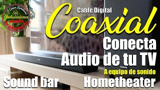 Como conectar barra de sonido al televisor con cable coaxial digital  soundbar  home theater [upl. by Nanci891]