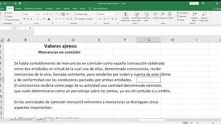 Mercancías en comisión Cuentas de orden Valores ajenos Introducción Excel 2020 04 02 12 22 04 [upl. by Cirdes]