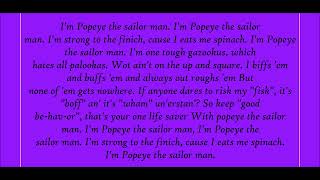 Popeye The Sailor Man Theme Song Lyrics [upl. by Aihtniroc]