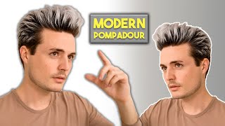 Modern Pompadour Hairstyle Tutorial 2020  Quarantine Hair Options [upl. by Zinah]