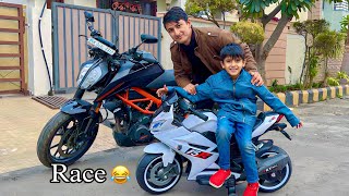 Bike race with kunali 🔥 kon jitega 😂 [upl. by Ruiz719]