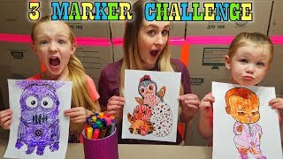 3 MARKER CHALLENGE Coloring Cartoon Art With Our Mom Boss Baby Minions amp Hatchimals [upl. by Kowalski]