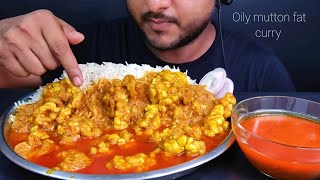 Oily Fatty Mutton  Mutton Fat Curry Eating with rice  Oily Mutton Paya Eating Show  BhukkhadBoy [upl. by Yekcor]