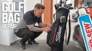 Golf Bag Repair with Speed Sew Fabric Glue [upl. by Shalna244]