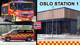 NEW FIRE STATION IN OSLO – Fire trucks responding NO  62023 [upl. by Hcardahs]