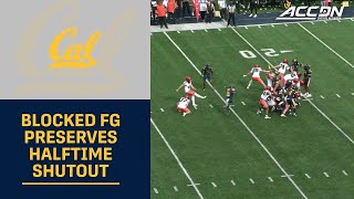 Cal Blocks A Field Goal To Preserve Halftime Shutout [upl. by Ammamaria]