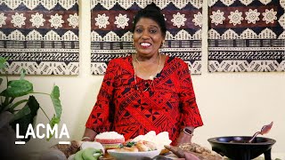 Cooking with LACMA Fijian Dish Ika Vakalolo fish with coconut cream [upl. by Nomolos240]