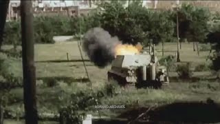 Sturmtiger during Warsaw uprising 1944  Color  blackwhite footage [upl. by Tessy]