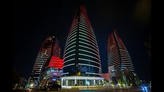 Baku Flame Towers  City view Bakı Alov qulleri [upl. by Keffer]